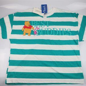 NWT VTG Disney Winnie the Pooh & Piglet Best Buddies Striped 90s T-Shirt 1XL